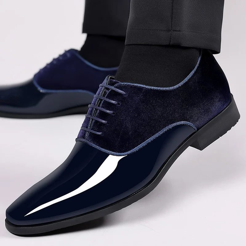Lace-Up Velvet Dress Shoes for Men