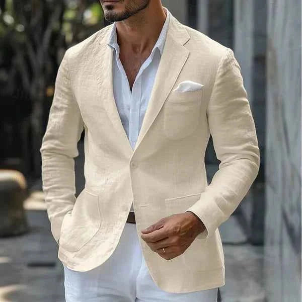 Linen Single-Breasted Blazer for Men