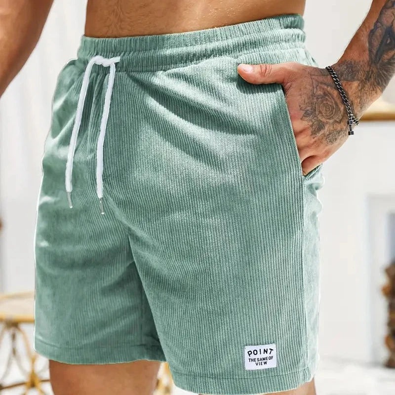 Ribbed Drawstring Casual Shorts for Men