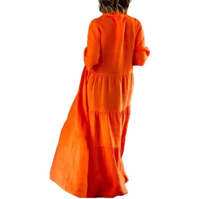 Linen Button-Down Maxi Shirt Dress for Women - View 5