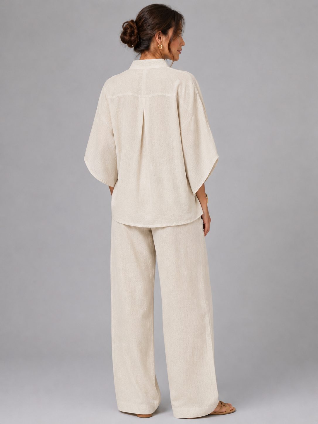 Linen Wide-Leg Two-Piece Set for Women - View 7