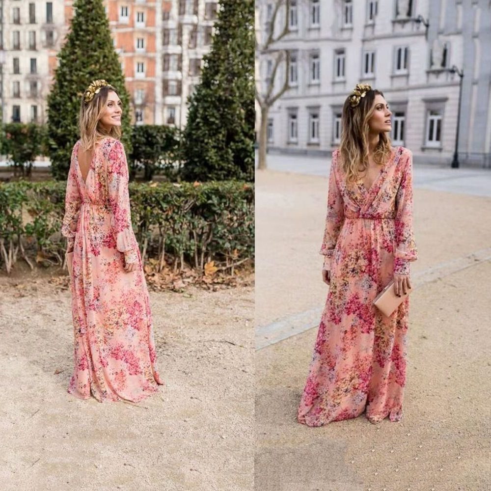 Long Sleeve Floral Wedding Guest Maxi Dress for Women - View 4