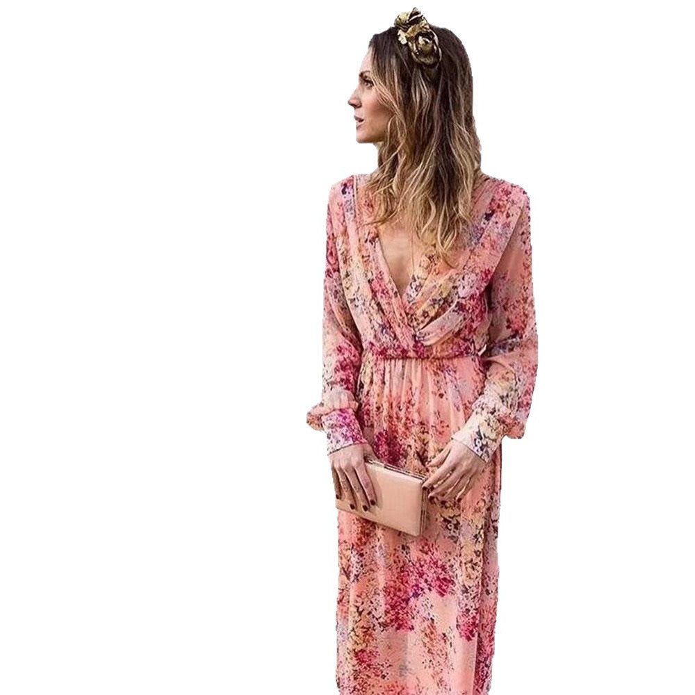 Long Sleeve Floral Wedding Guest Maxi Dress for Women - View 5