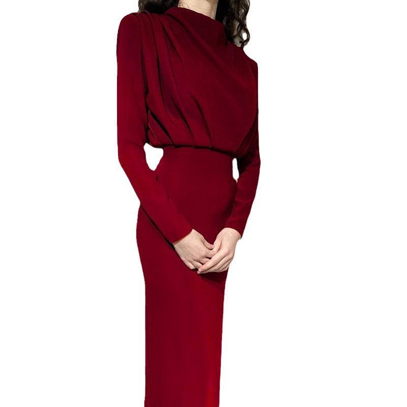 Long Sleeve Stand Collar Wedding Guest Maxi Dress for Women - View 5