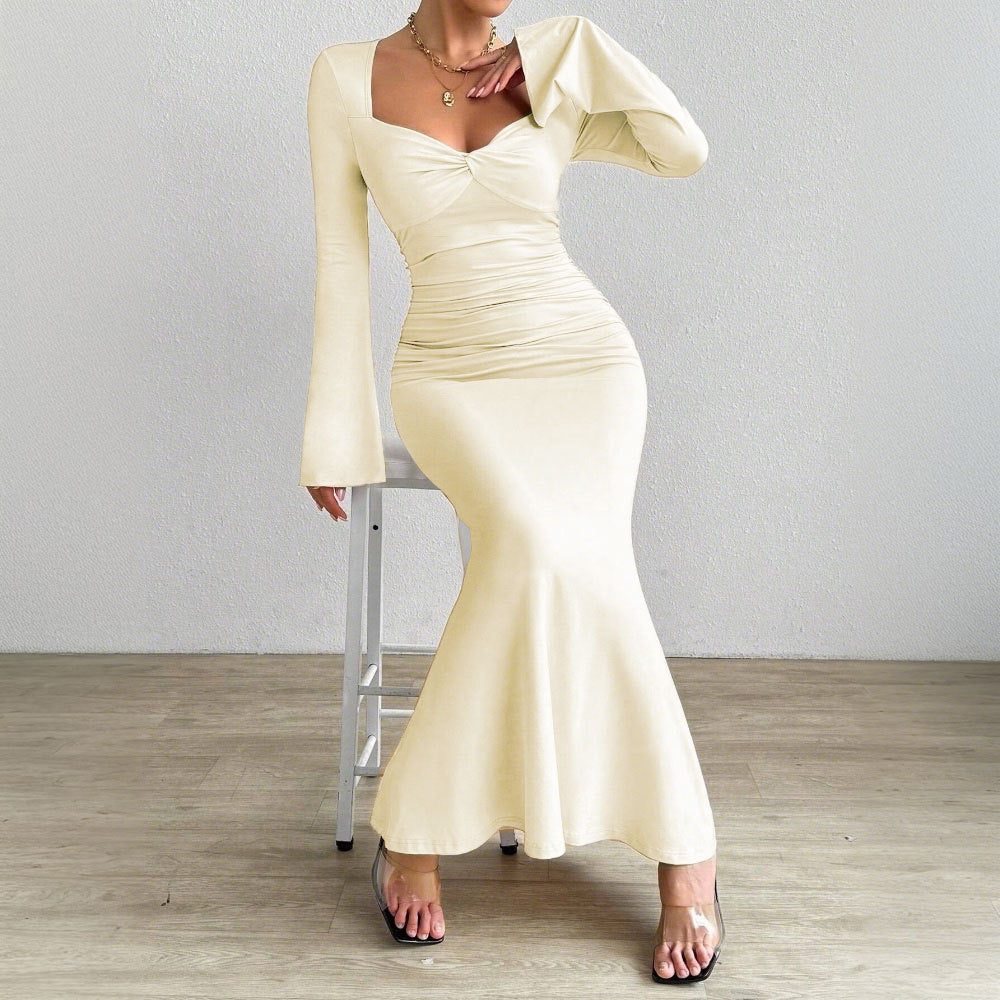 Long Sleeve V-Neck Wedding Guest Maxi Dress for Women