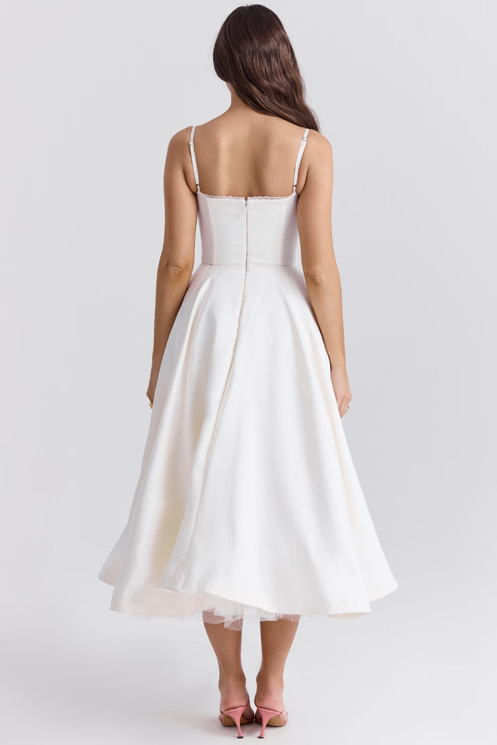 Sweetheart Corset A-Line Wedding Guest Midi Dress for Women