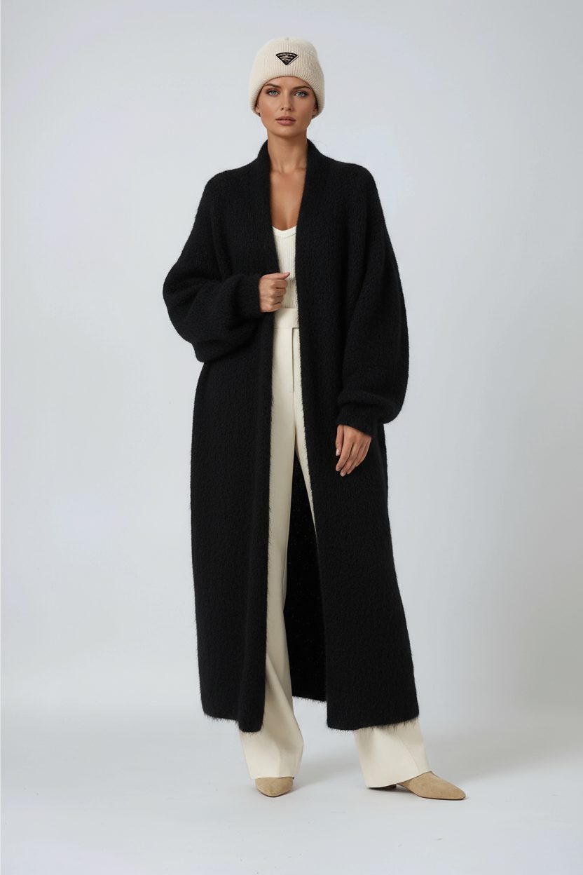 Maxi Cardigan with Open Front for Women - View 5