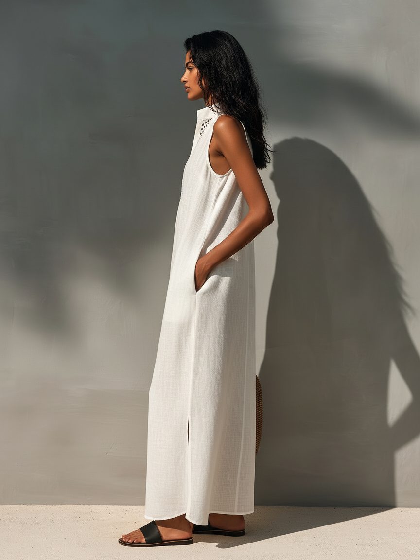 Maxi Dress with Cutout V-Neckline for Women - View 2