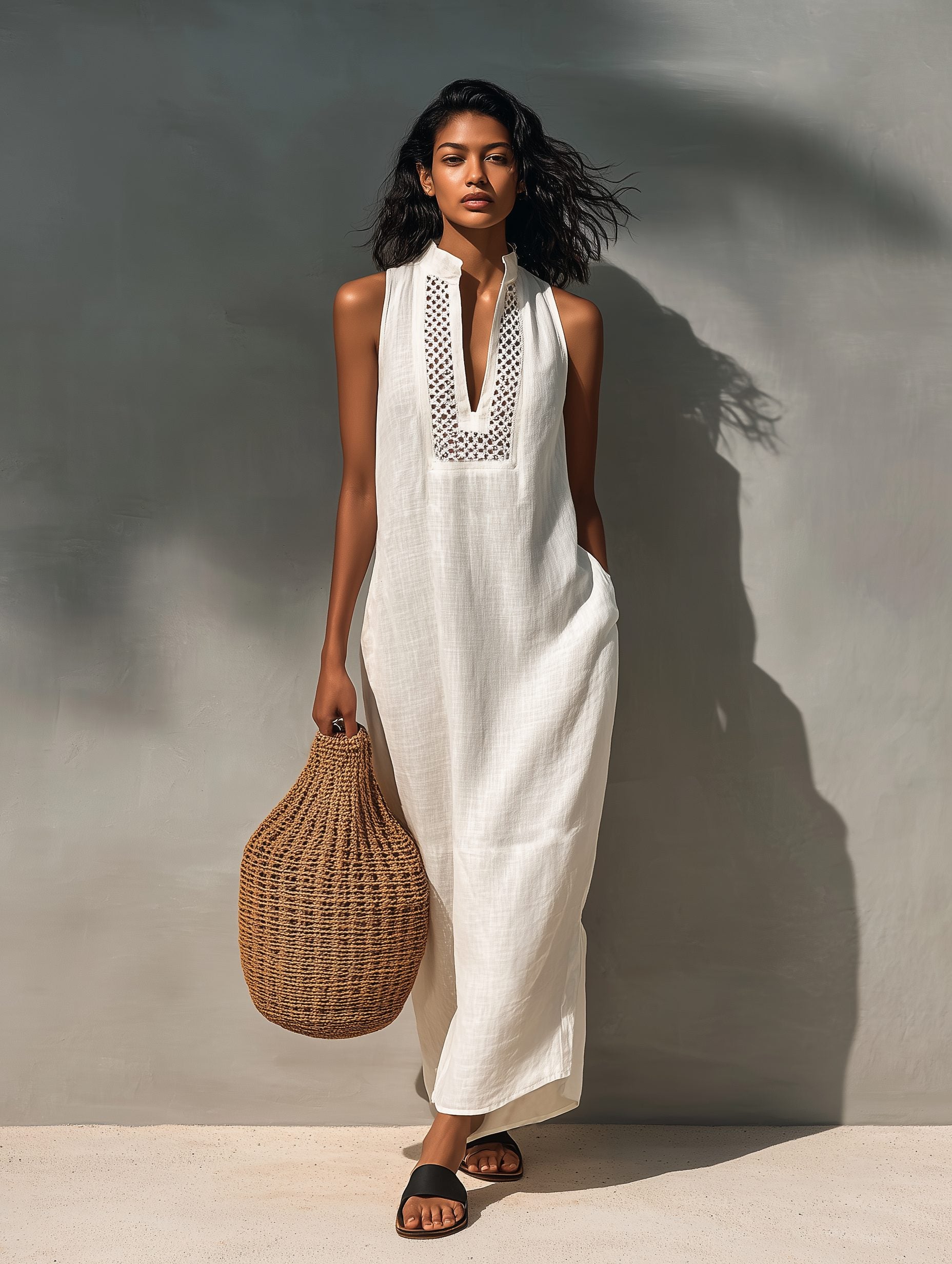 Maxi Dress with Cutout V-Neckline for Women - View 6