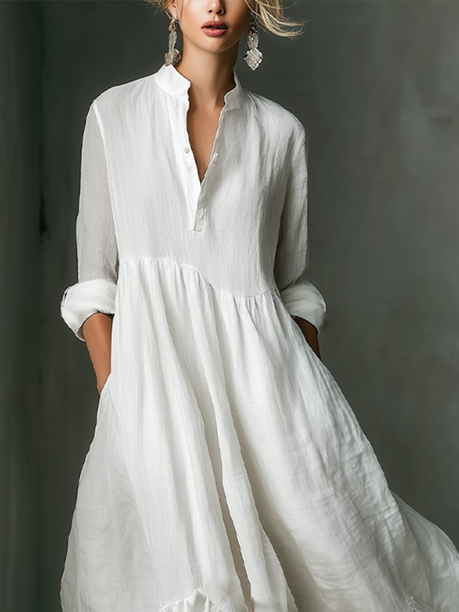 Maxi Shirt Dress with Ruffled Hem for Women - View 3
