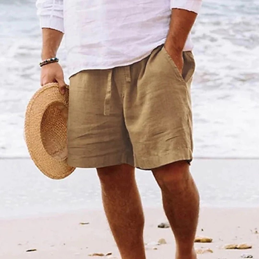 Relaxed Fit Linen Drawstring Shorts for Men