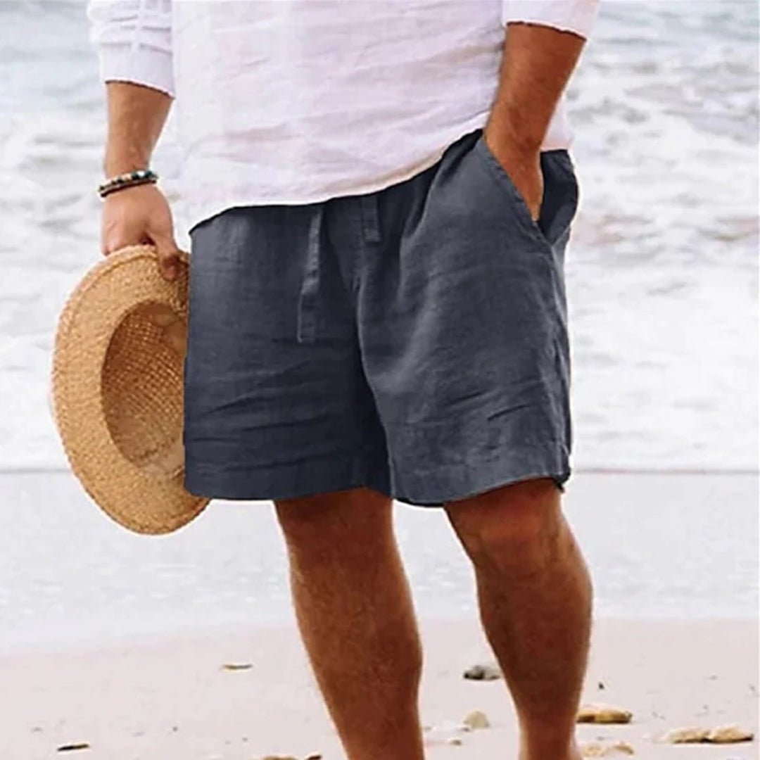 Relaxed Fit Linen Drawstring Shorts for Men
