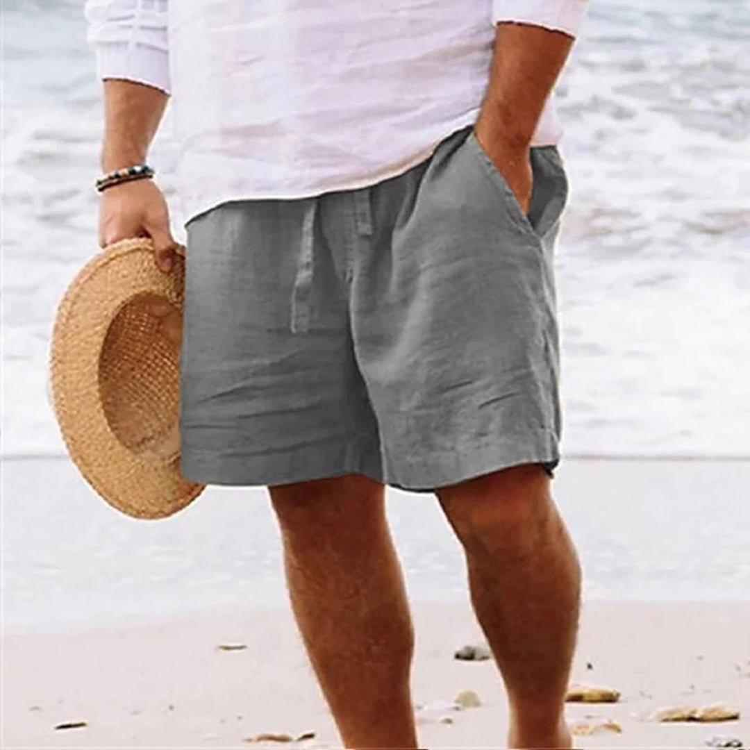 Relaxed Fit Linen Drawstring Shorts for Men