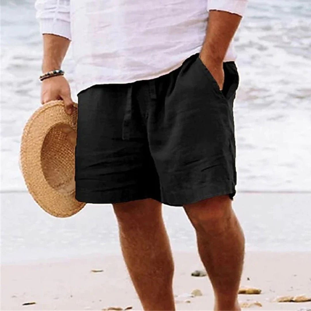 Relaxed Fit Linen Drawstring Shorts for Men