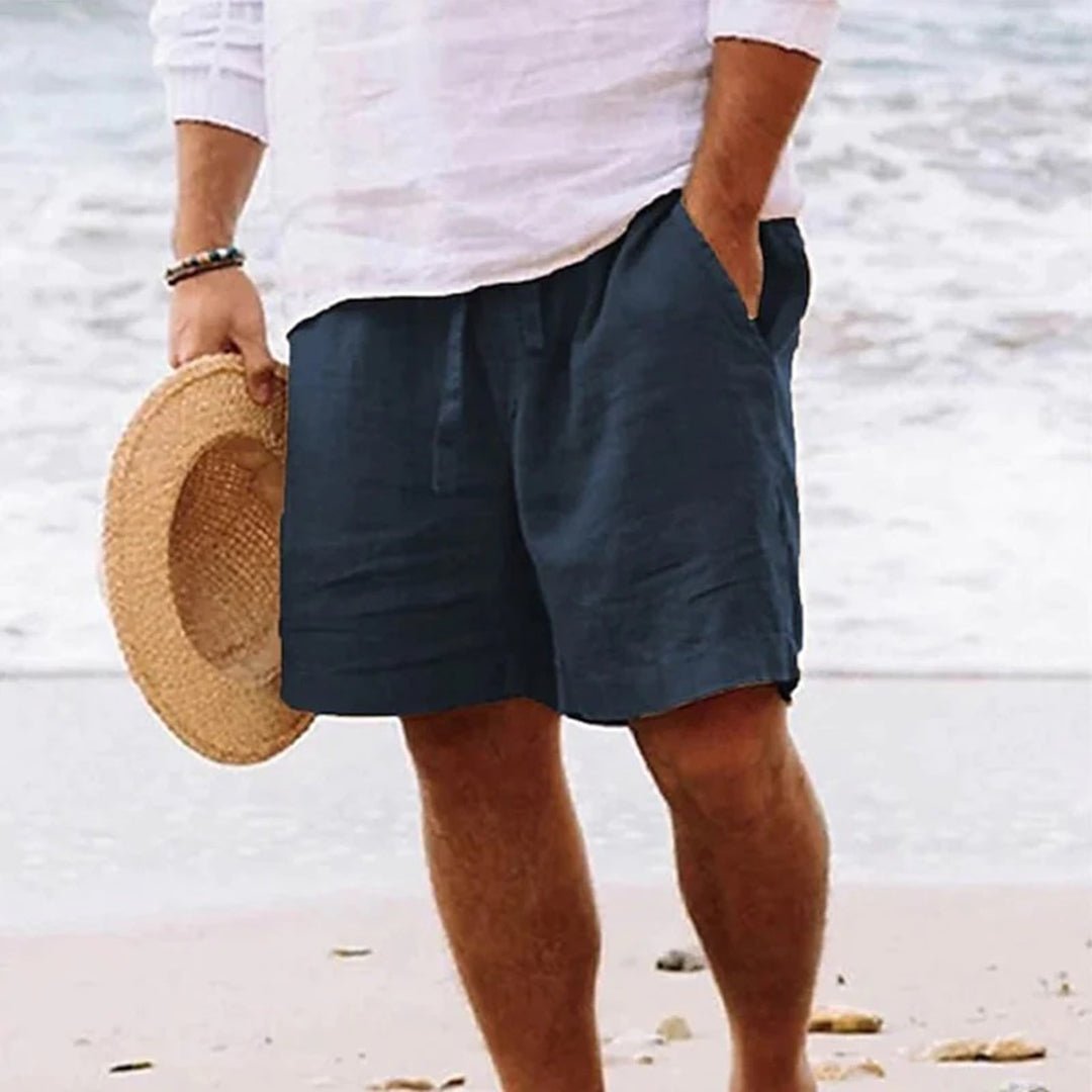 Relaxed Fit Linen Drawstring Shorts for Men