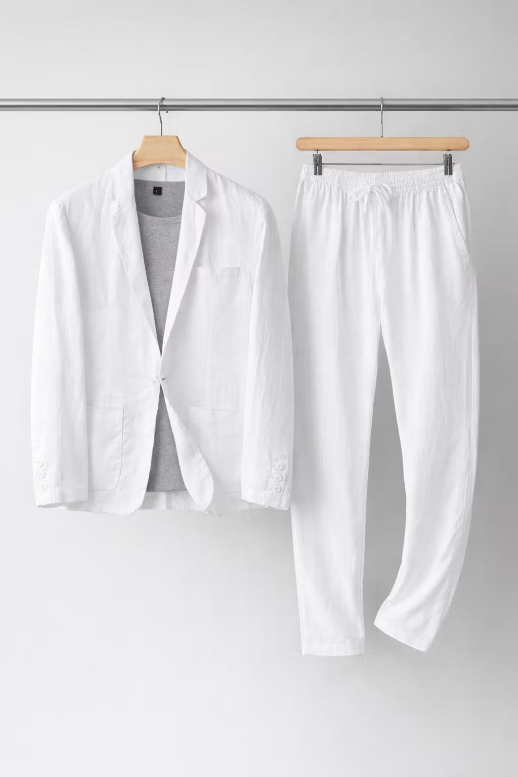 Relaxed Fit Linen Two-Piece Suit Set for Men