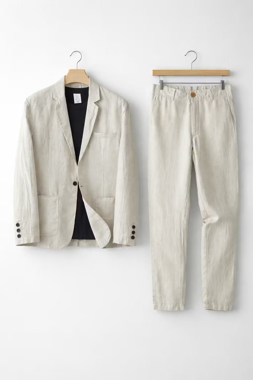 Relaxed Fit Linen Two-Piece Suit Set for Men