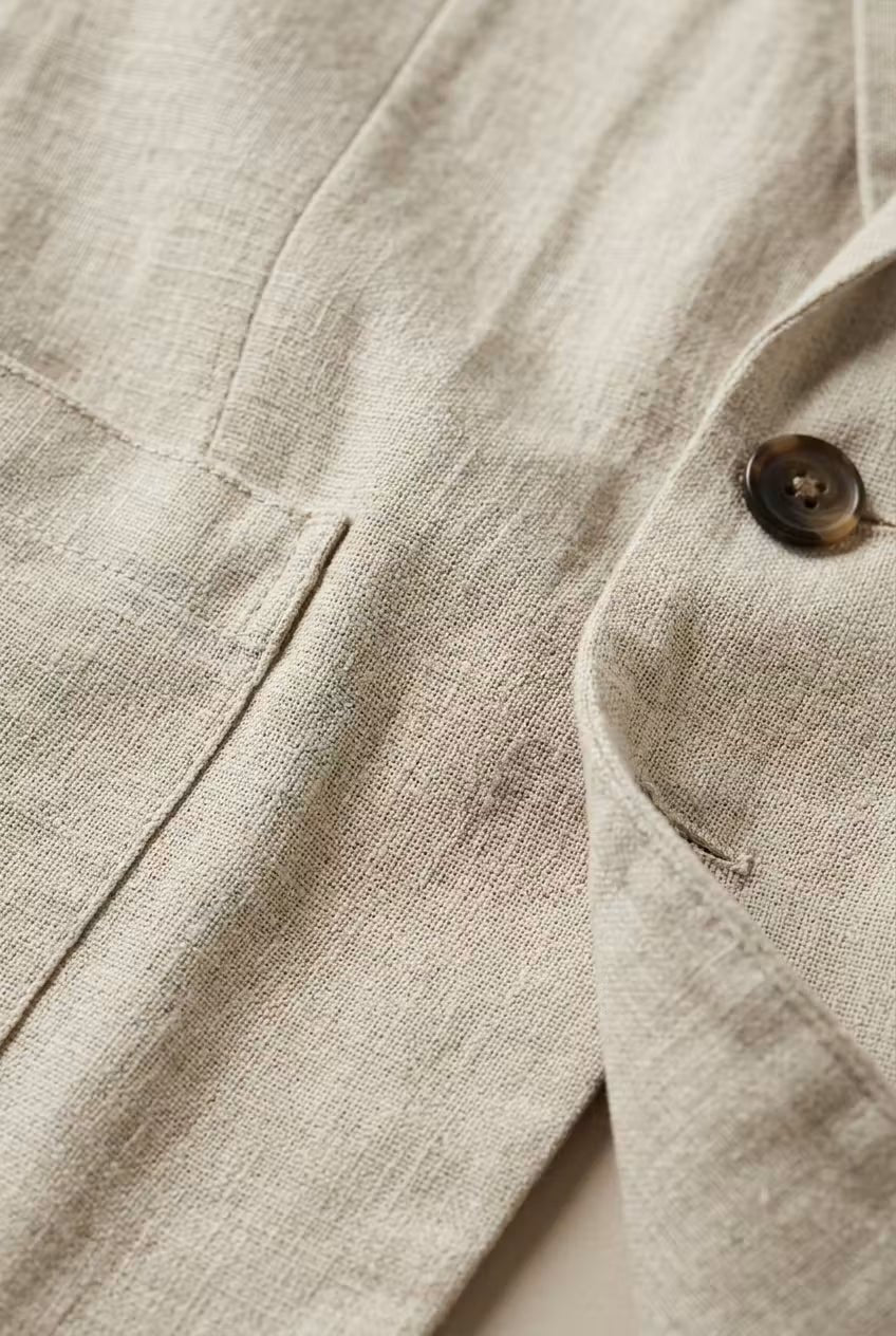 Relaxed Fit Linen Two-Piece Suit Set for Men