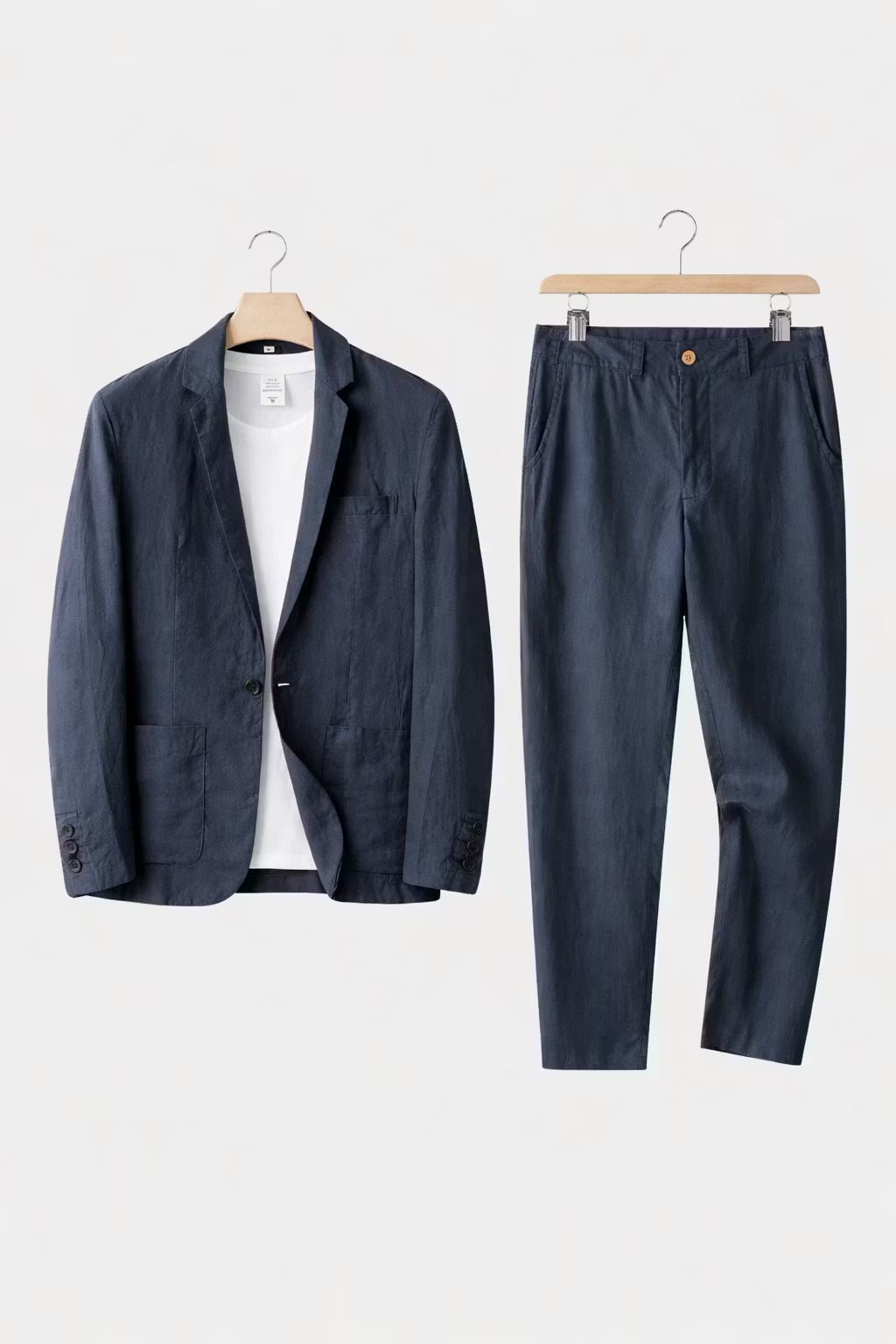 Relaxed Fit Linen Two-Piece Suit Set for Men