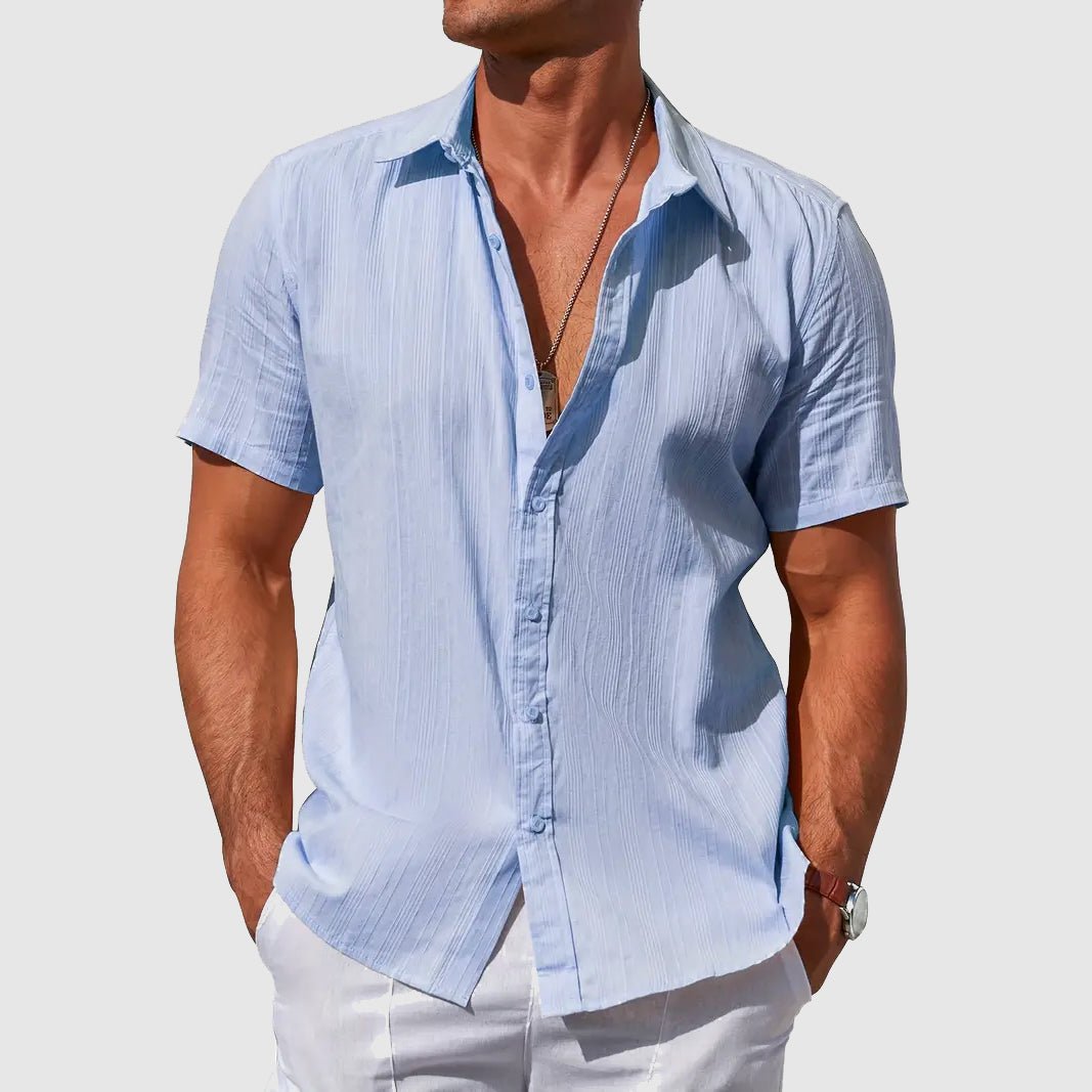 Short Sleeve Textured Linen Shirt for Men