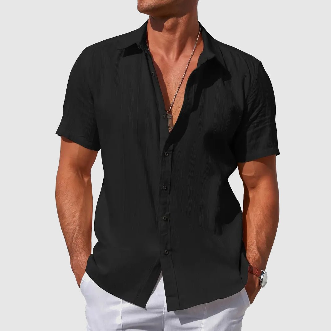 Short Sleeve Textured Linen Shirt for Men