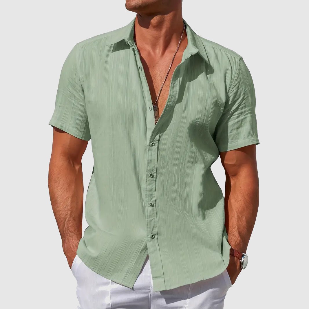 Short Sleeve Textured Linen Shirt for Men