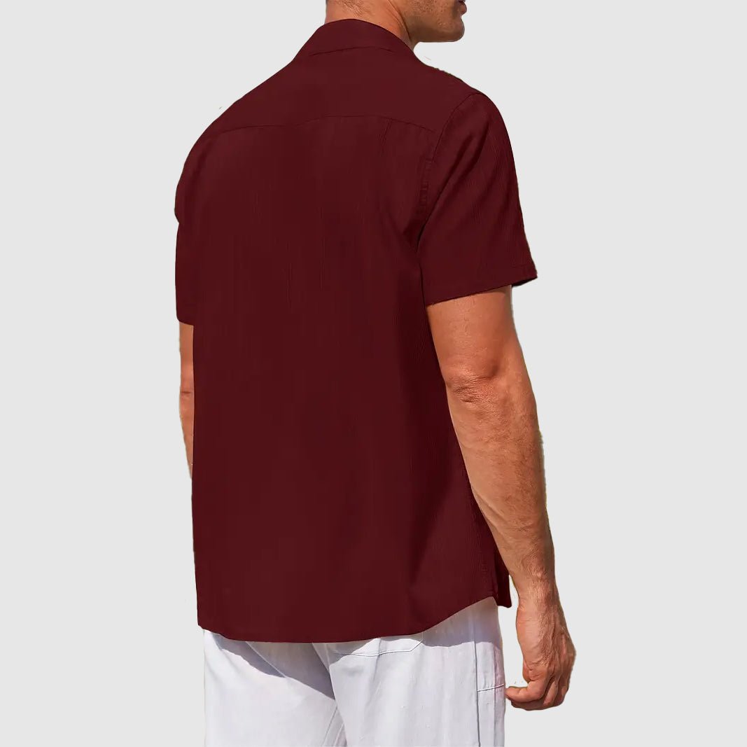 Short Sleeve Textured Linen Shirt for Men