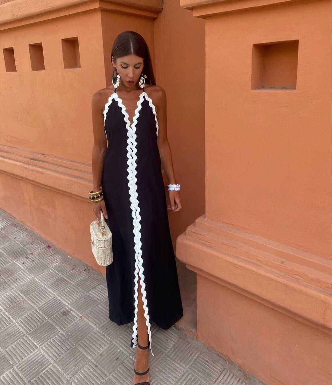 Sleeveless V-Neck Wedding Guest Maxi Dress for Women