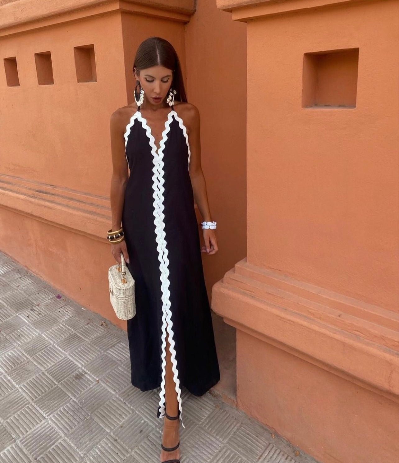 Sleeveless V-Neck Wedding Guest Maxi Dress for Women