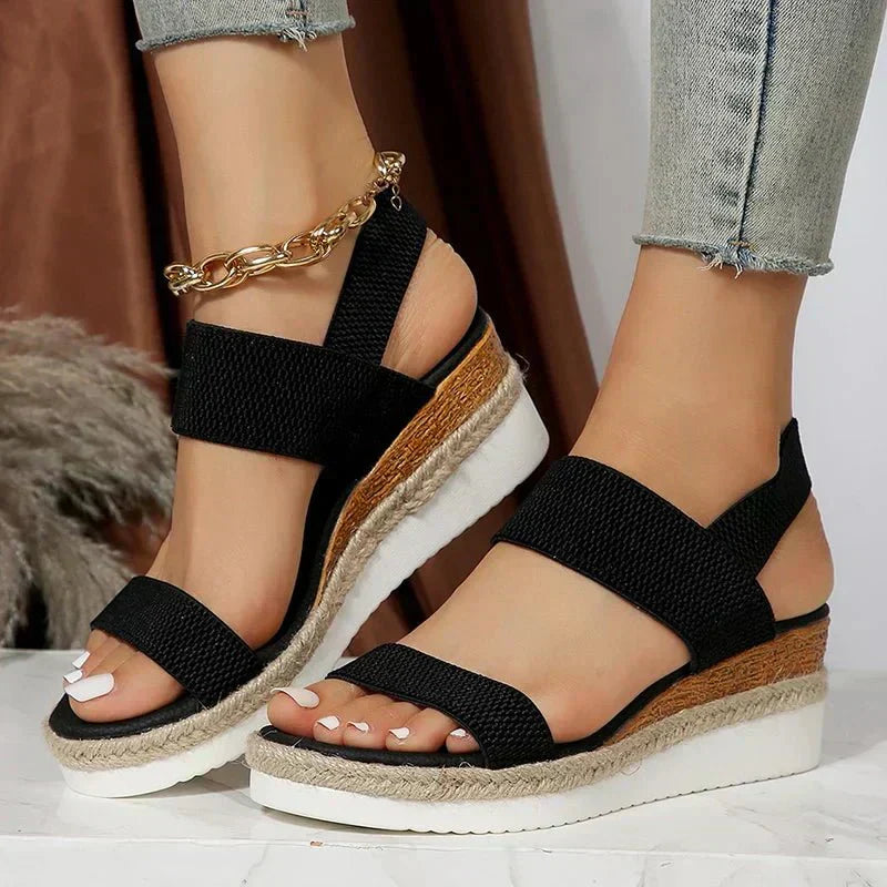 Slingback Wedge Sandals with Cross Straps for Women