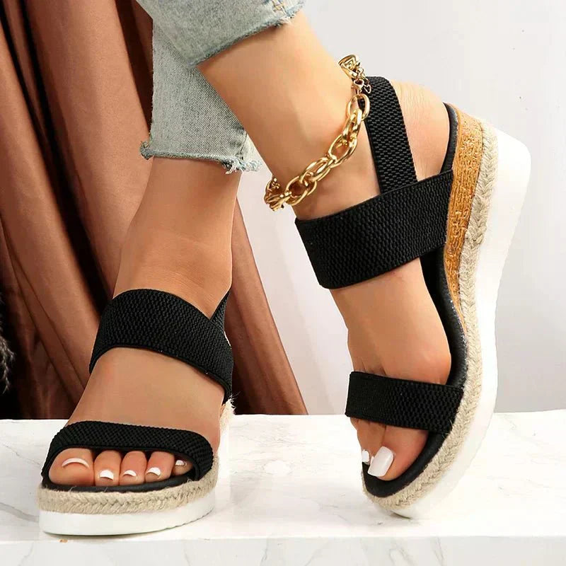 Slingback Wedge Sandals with Cross Straps for Women