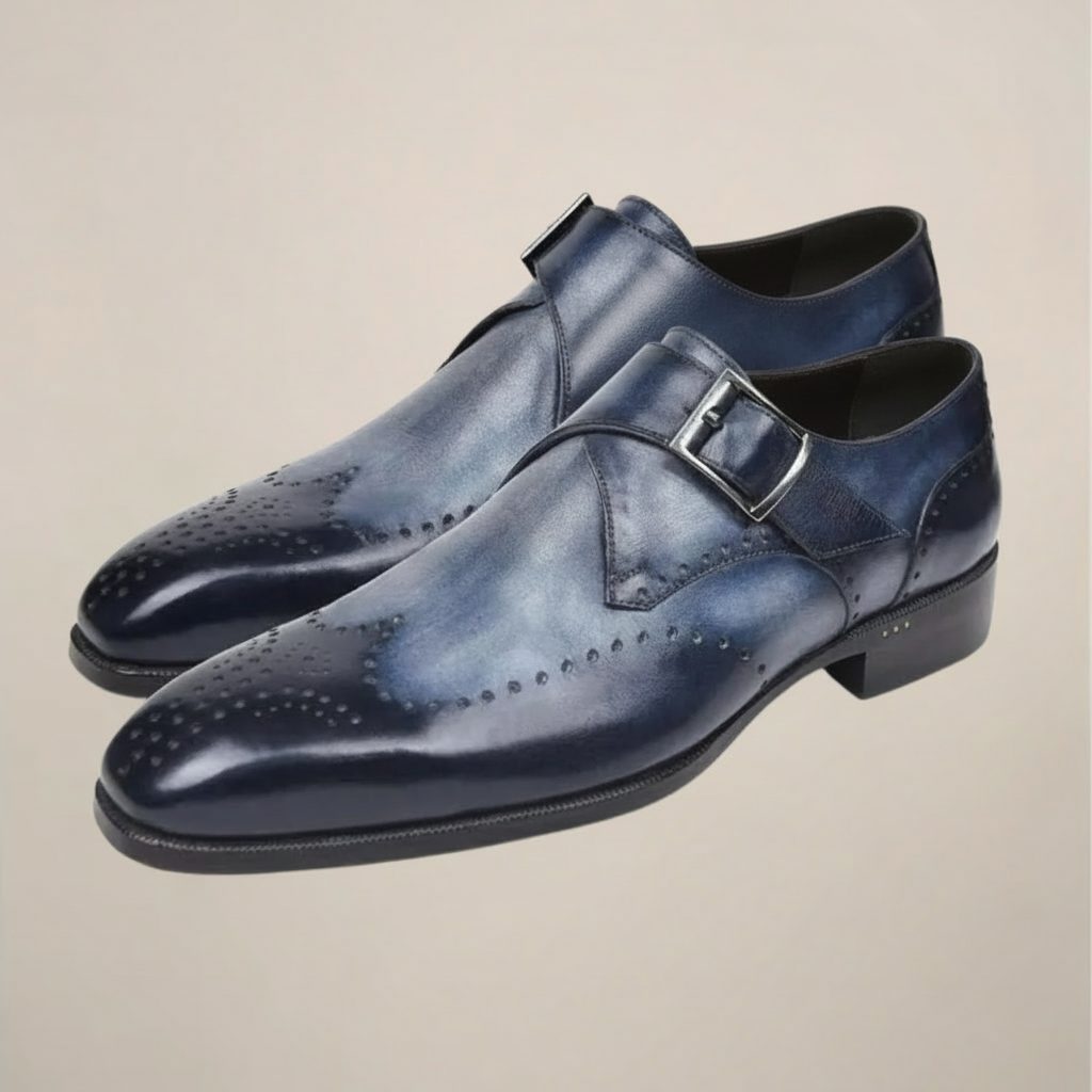 Monk Strap Brogue Dress Shoes for Men - Blue