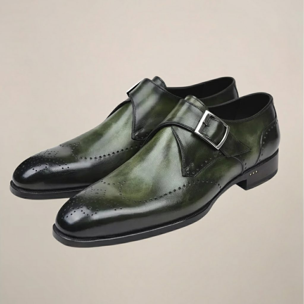 Monk Strap Brogue Dress Shoes for Men - Green