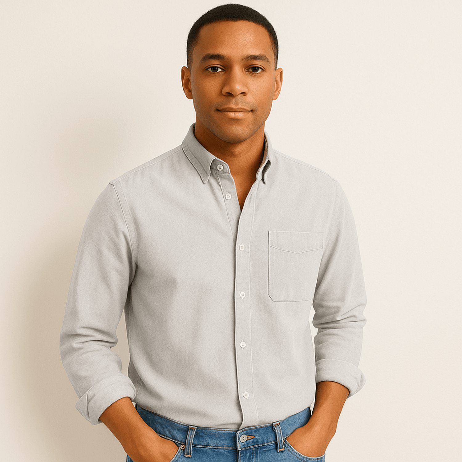 Linen Regular Fit Button-Down Shirt for Men