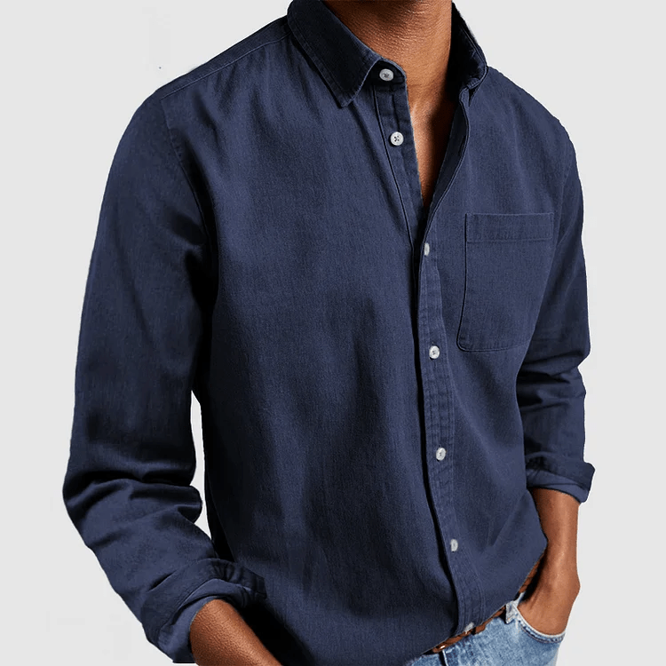 Linen Regular Fit Button-Down Shirt for Men