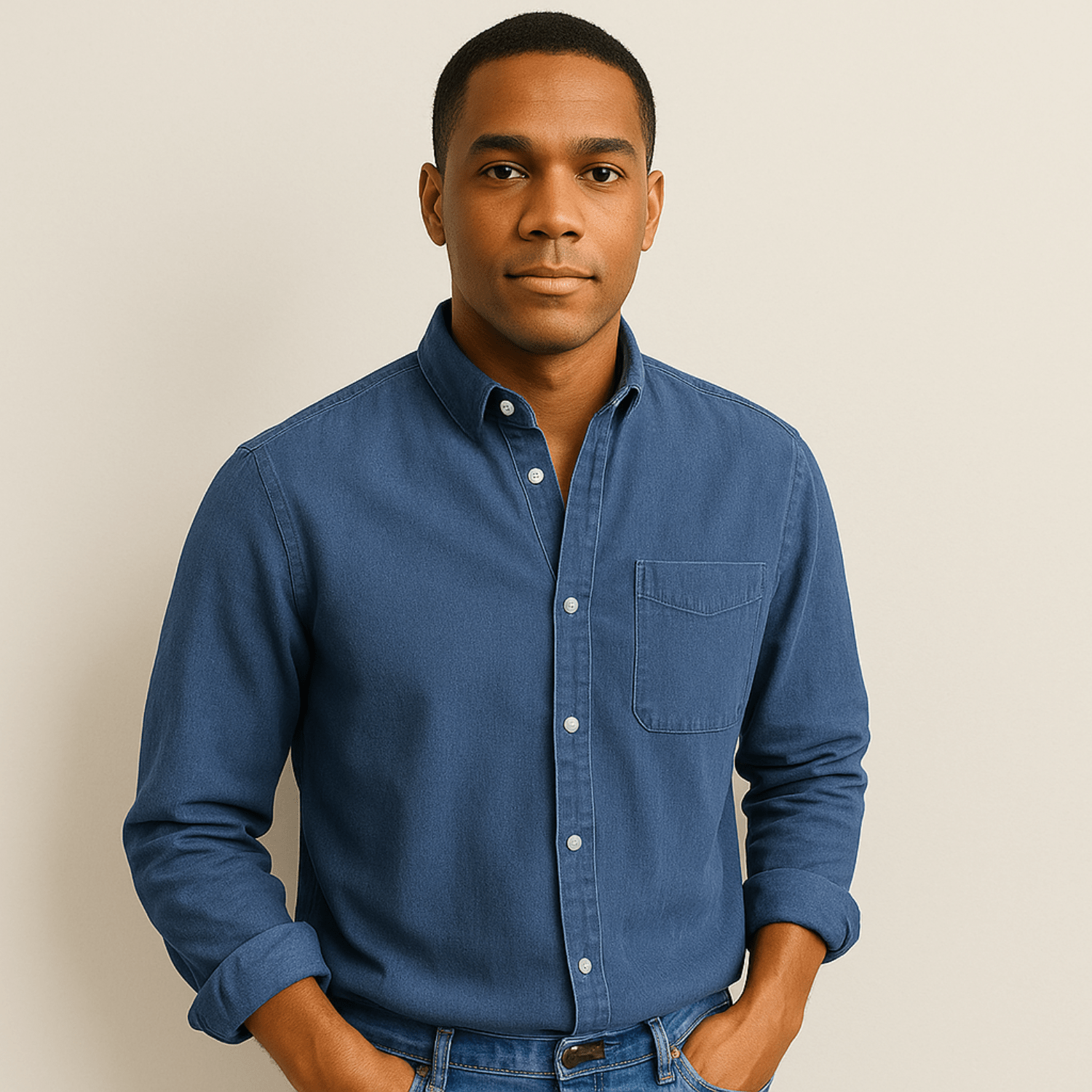 Linen Regular Fit Button-Down Shirt for Men