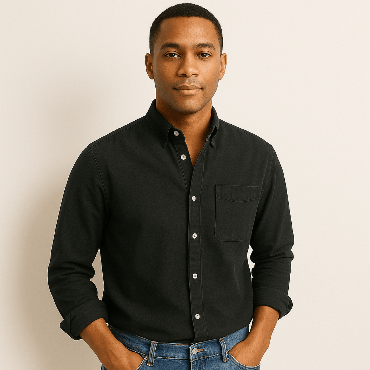 Linen Regular Fit Button-Down Shirt for Men