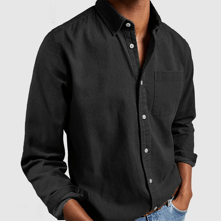 Linen Regular Fit Button-Down Shirt for Men
