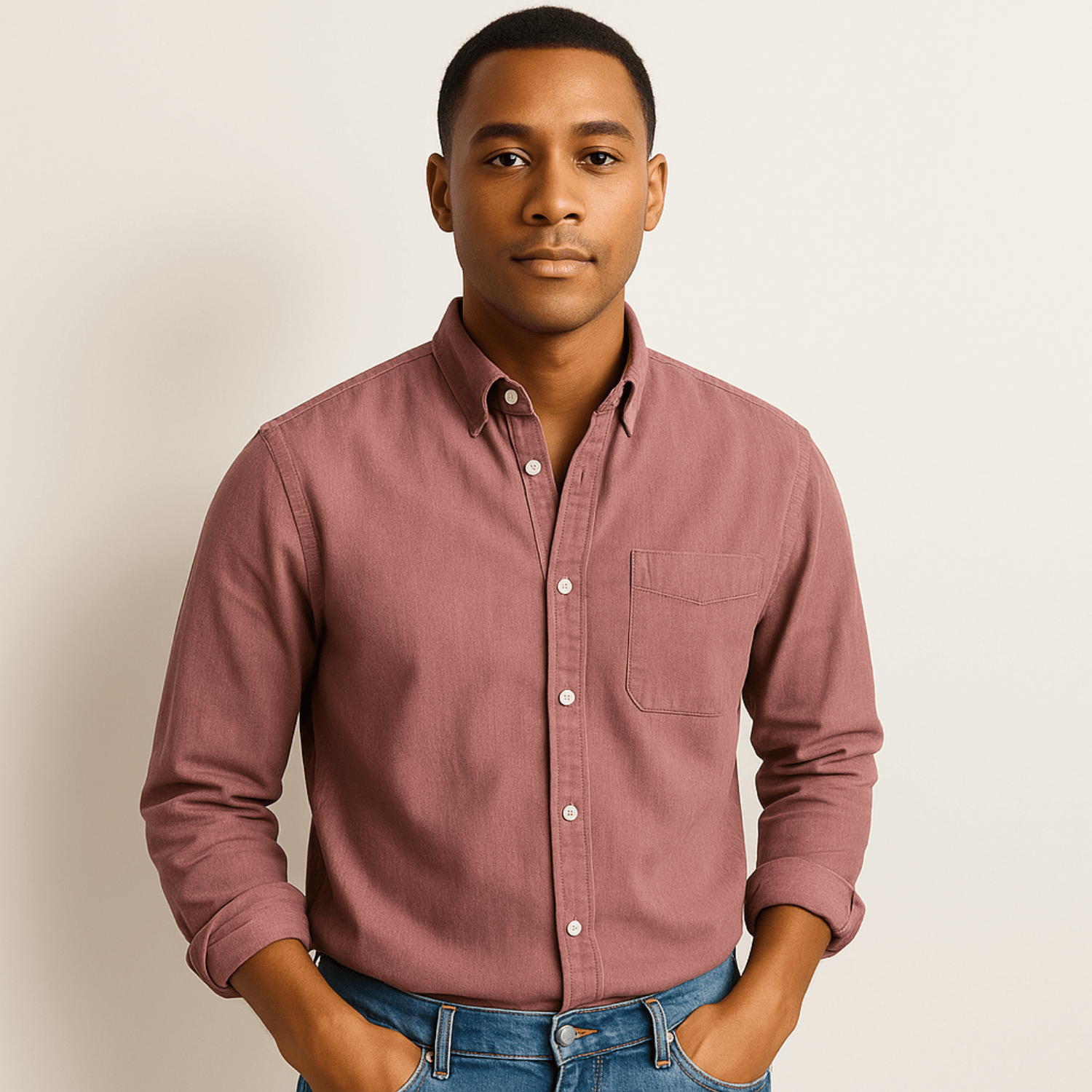 Linen Regular Fit Button-Down Shirt for Men