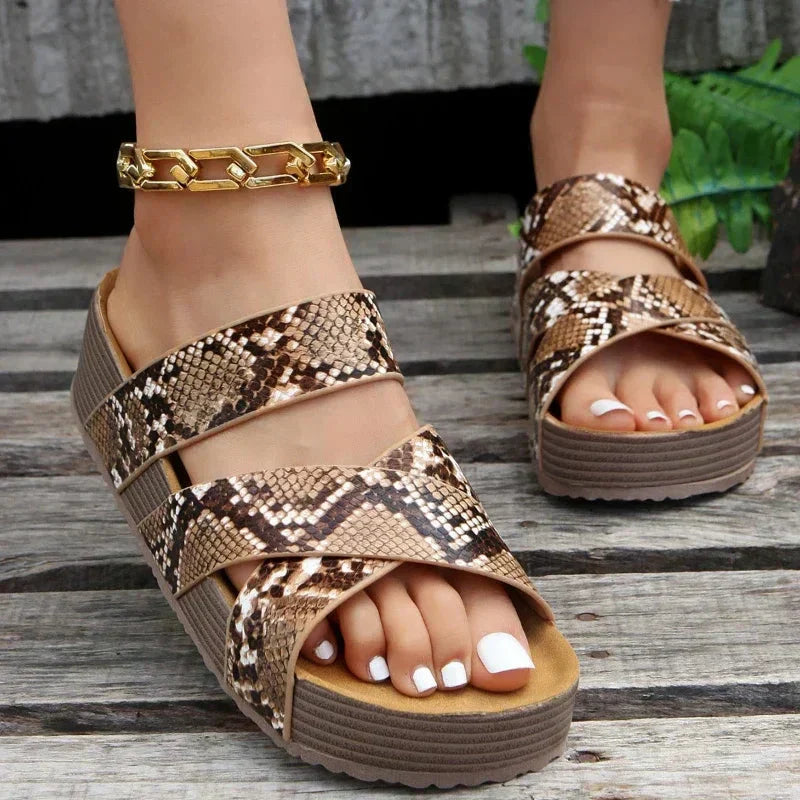 Braided Platform Sandals with Cross Straps for Women