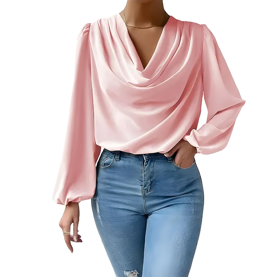 Satin Cowl Neck Blouse for Women