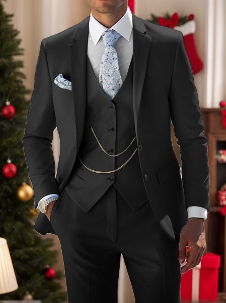 Notch Lapel Double-Breasted Three-Piece Suit for Men - View 5
