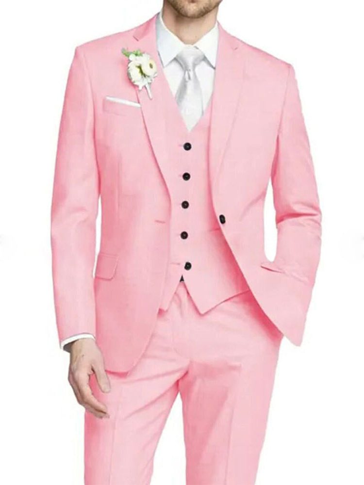 Notch Lapel Single-Breasted Suit for Men