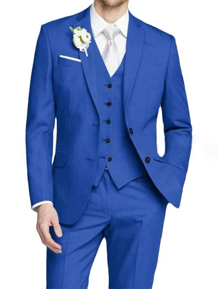 Notch Lapel Single-Breasted Suit for Men - Royal Blue