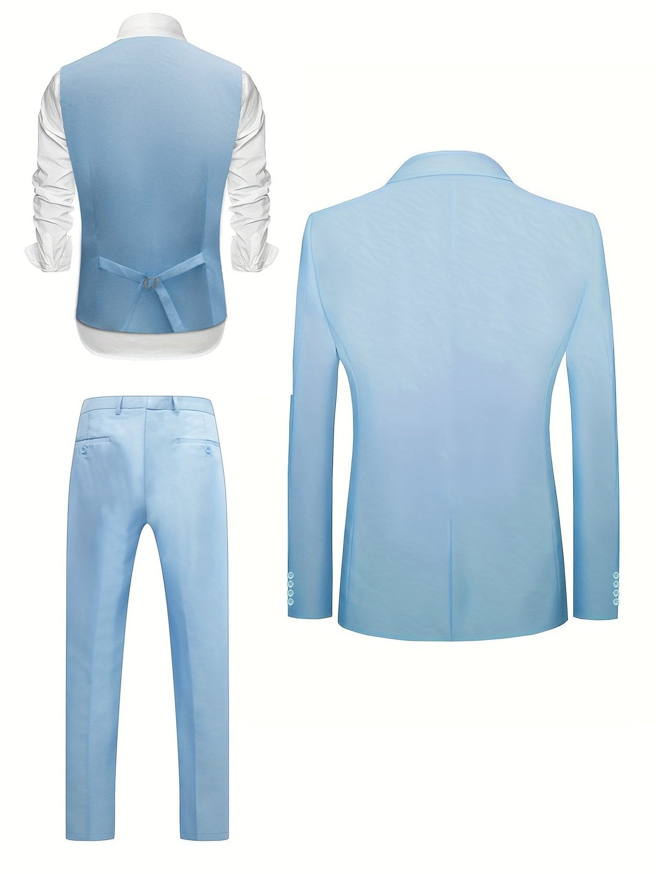 Notch Lapel Single-Breasted Three-Piece Suit for Men - View 7
