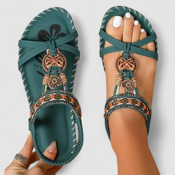 Embellished Open Toe Flat Sandals for Women