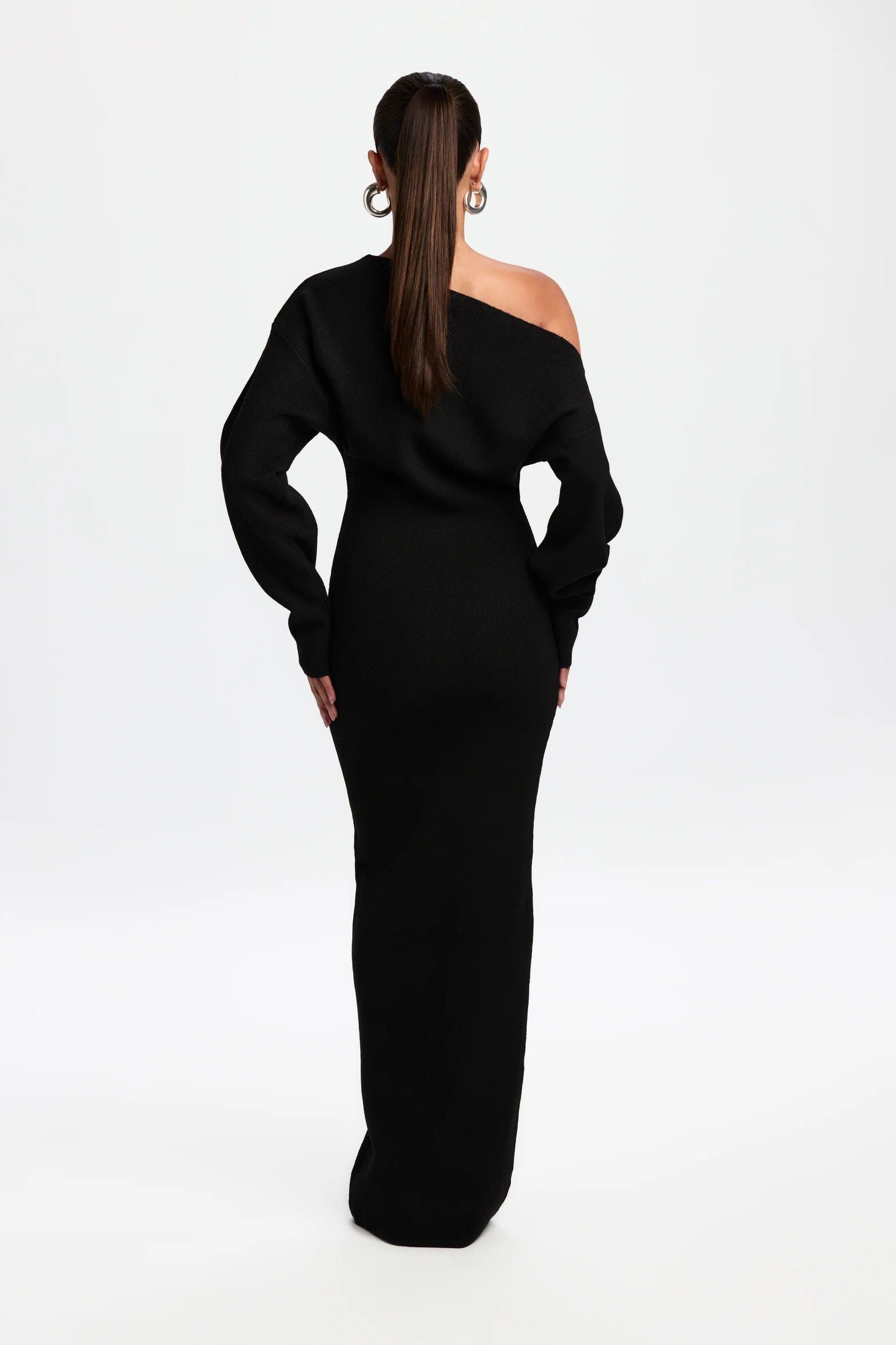 Off-Shoulder Knit Maxi Dress for Women - View 2