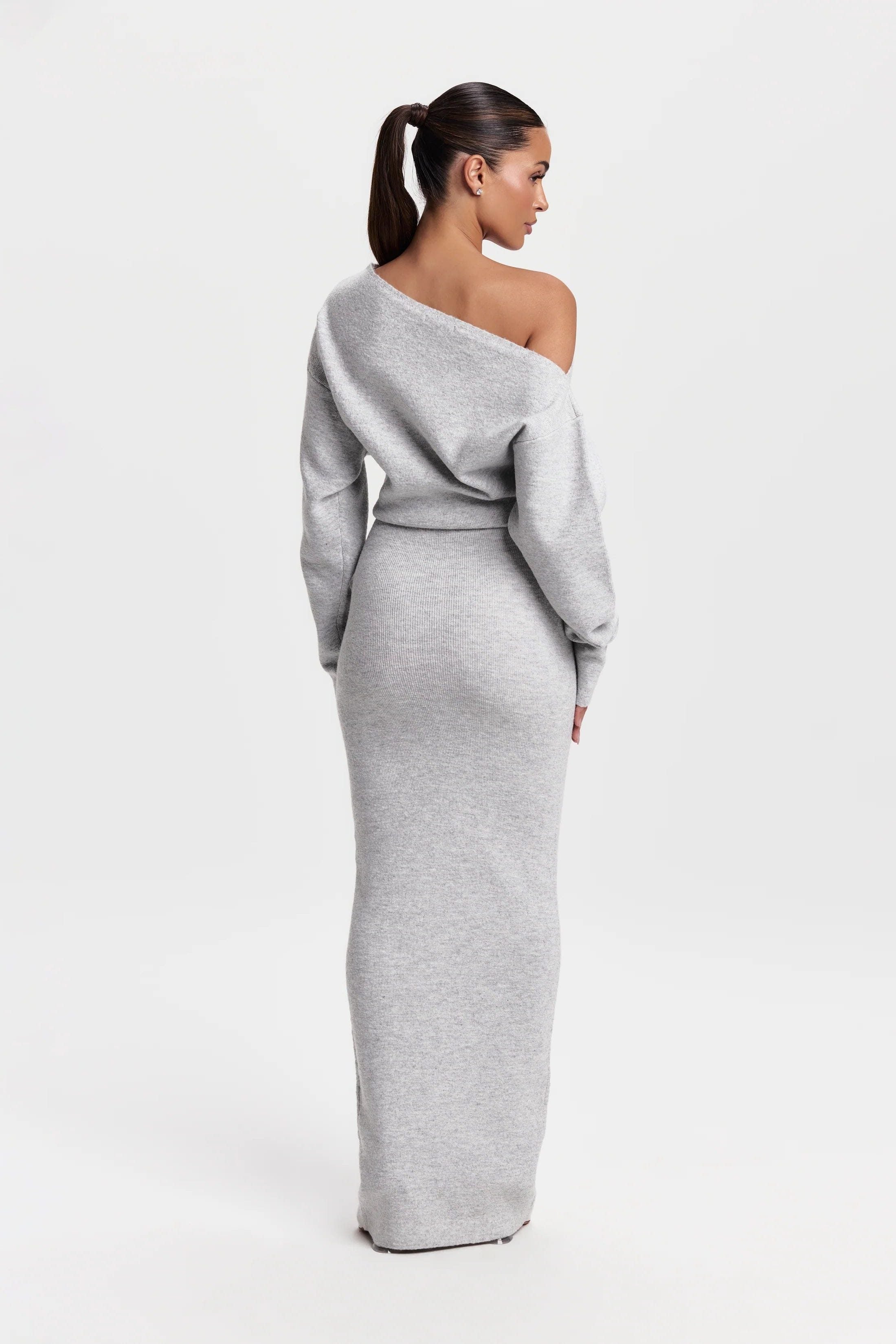 Off-Shoulder Knit Maxi Dress for Women - View 3