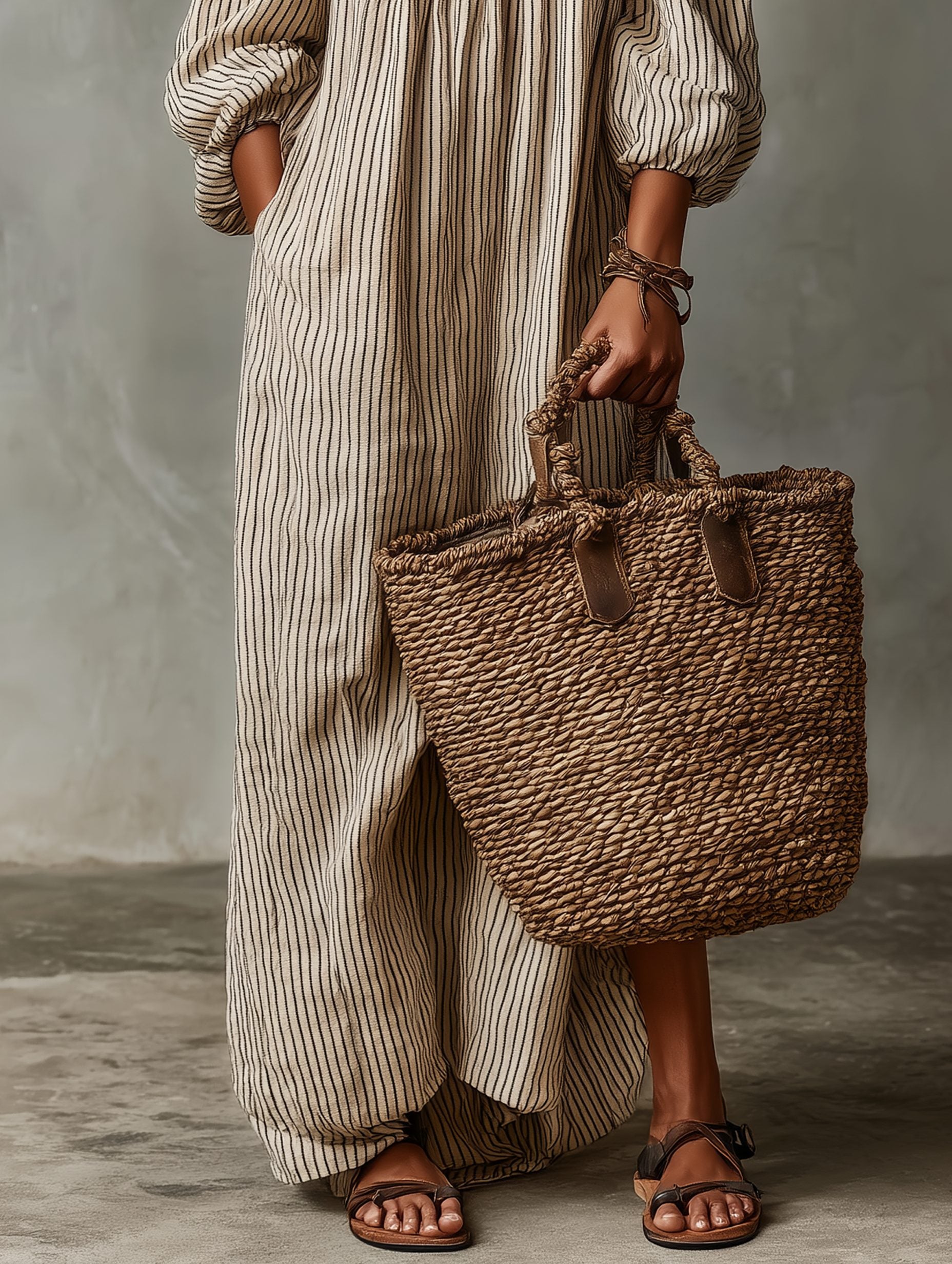 Off-Shoulder Maxi Dress in Linen Blend for Women - View 4