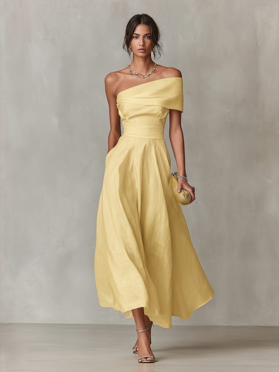 One-Shoulder Midi Dress for Women - View 2
